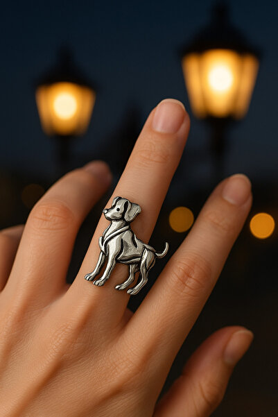 HER ŞEY NOTA www.herseynota.com Unisex Adjustable Metal Ring with Dog Figure