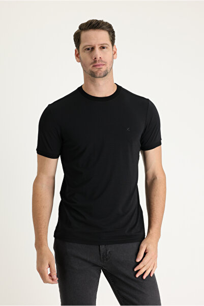 Kiğılı Crew Neck Slim Fit Slim Fit Embroidered T-Shirt
