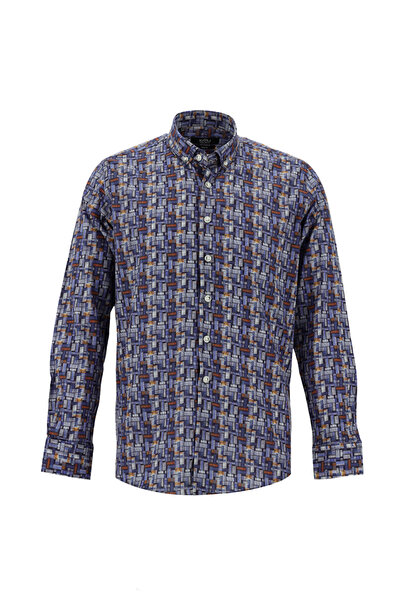 Kiğılı Long Sleeve Printed Slim Fit Slim Fit Cotton Shirt