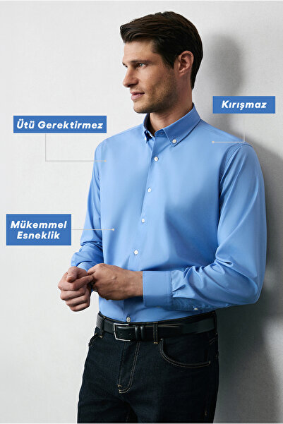 Kiğılı Long Sleeve Regular Fit Non Iron Iron-Free Cotton Shirt