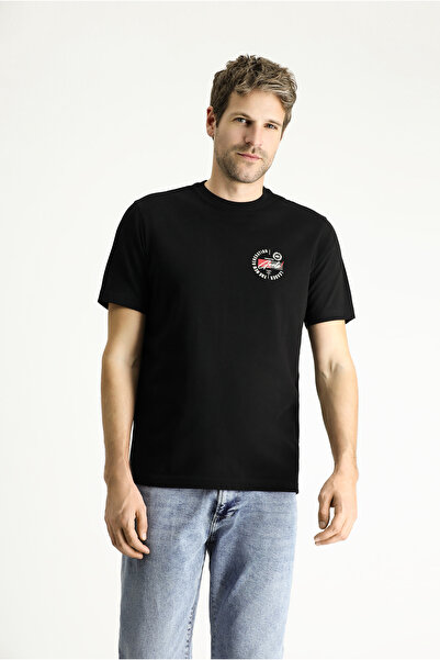 Kiğılı Tricou din bumbac, cu decolteu, cu croială normală, imprimat