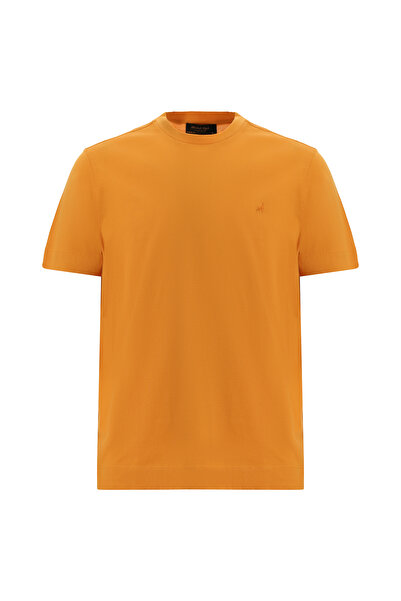 Abdullah Kiğılı Crew Neck Regular Fit Embroidered Mercerized Cotton T-Shirt