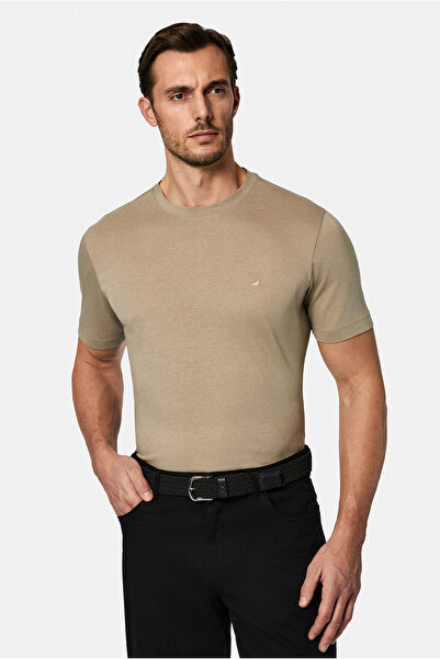 Abdullah Kiğılı Crew Neck Regular Fit Embroidered Cotton Linen Blend Merceriz...
