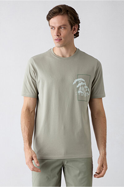 Kiğılı Crew Neck Regular Fit Printed 100% Cotton T-Shirt