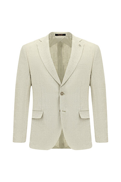 Abdullah Kiğılı 6 Drop Regular Fit Standard Cut Classic Plaid Linen Jacket