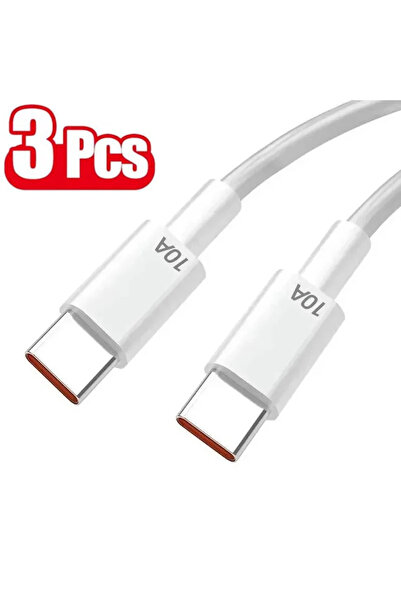 Choice 3m 3pcs White 0.25m/1m/1.5m/2m/3m 120W 10A Dual Type C Fast Charging D...