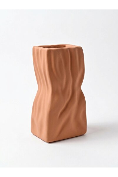 Adeem Ceramic Vase Rectangular Shape Orange Color Size 22*7