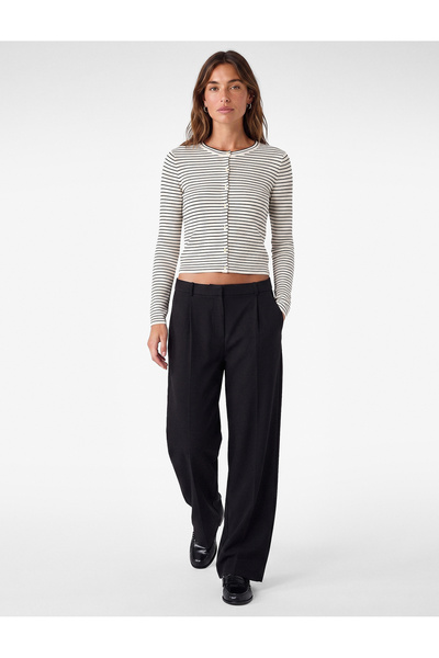 Koton Regular Fit Long Sleeve Crew Neck Striped Knitwear Cardigan