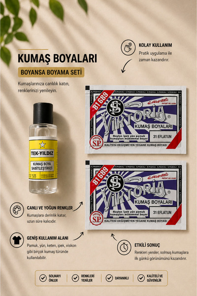boyansa Eflatun kumaş boyası 2 adet + 1 adet sabitleme özel boyama seti ( pan...