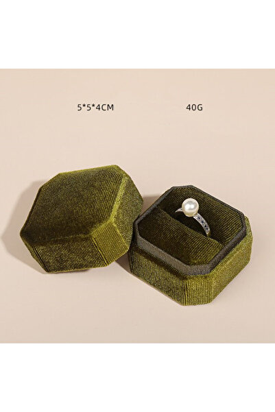 Choice ring box grass green Corduroy Ring Box 5x5x4cm Small Size Four Color S...