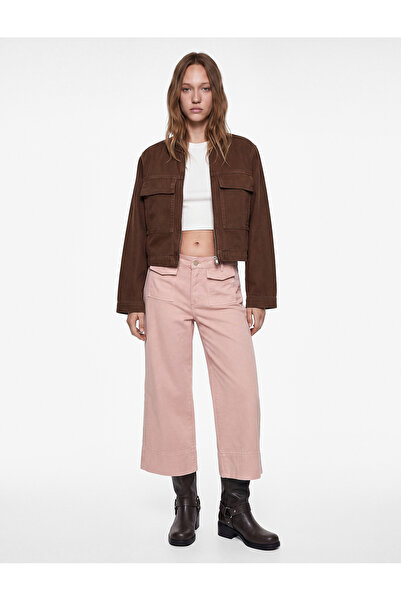 Koton Cotton Buttoned Regular Waist Pocket Detailed Wide Leg Trousers - Culot...
