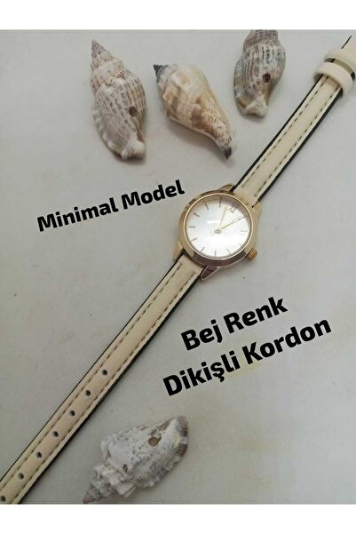 Brality Yeni Sezon Vintage Kadın Kol Saati... İNCE Bej Renk Kordon , Klasik G...