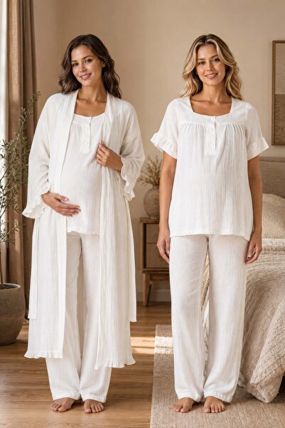 ByLohusa Muslin Fabric Pajama Set for Pregnant and Postpartum Women Effortt -...