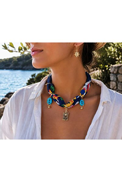 Sinem Şanlı Atelier Sahara %100 Pamuk Kumaş Tasarım Kolye – Altın Kaplama Det...