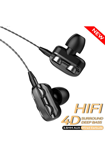Choice1 NEW-Black 3.5mm Wired Headphones Noise Canceling In-Ear Sports Earpho...
