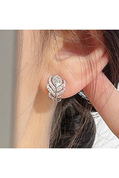 Choice E5355 Huitan Gentle Feather Hoop Earrings for Women Full Brilliant Cub...