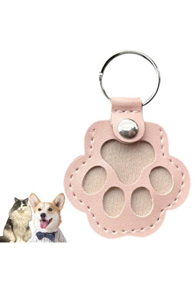 Choice4 pink Leather Memorial Pet Hair Storage Bag Cat Paw Keychain DIY Homem...