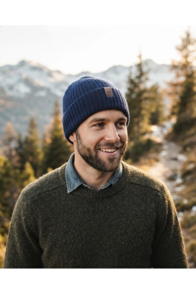 Fonem Unisex Bobo Beanie Fo 2663 Navy - 30% Wool Blend, Ribbed Folded Cuff, L...
