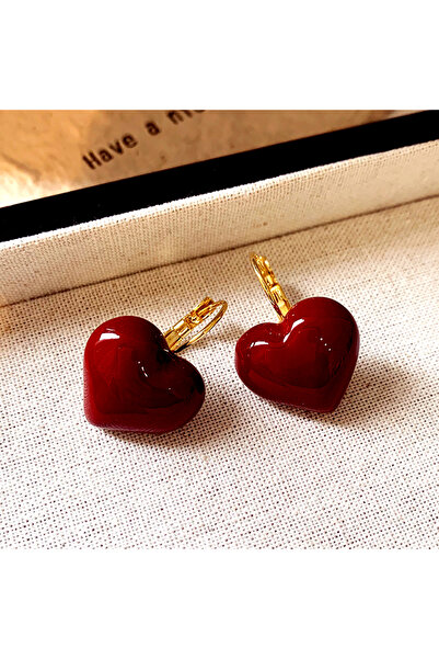 Choice heart earrings Red Love Heart Earrings Light Luxury Enamel Earring For...