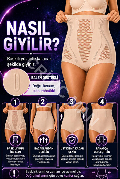 critic man Kadın Dikişsiz Seamless Balen Destekli Kaymaz Bel V-Control Yüksek Bel Toparlayıcı Korse Külot