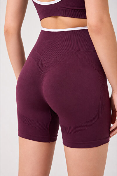 FOREVER MORE Women's High Waist Gathering and Lifting Seamless Sports Shorts ...