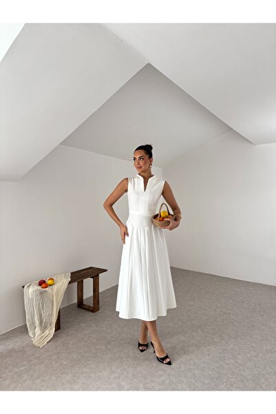 Nesil V-Neck Flared Dress