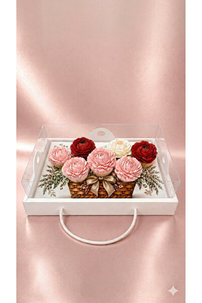 Ege Concept Life 3 adet Sepet Desenli 7 Bölmeli Cupcake Kutusu 35x26x11 - Pas...