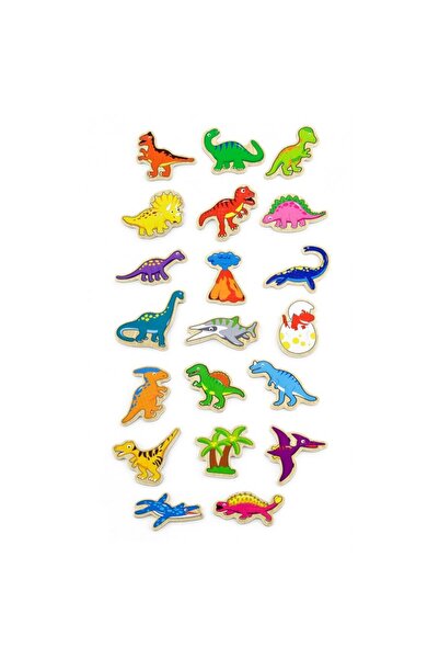 Viga Set dinozauri magnetici din lemn 20 buc,