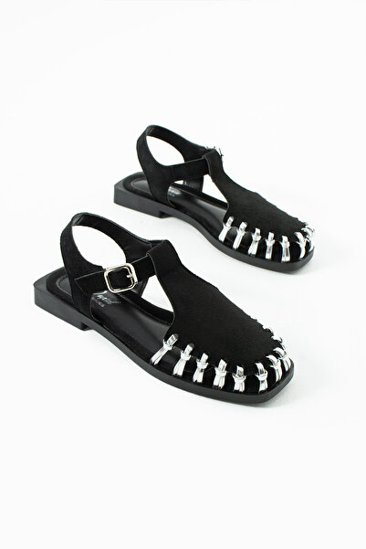 DUXAL SHOES Γυναικεία σουέτ πλεκτά σανδάλια με δικτυωτό σχέδιο Debra