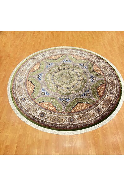 MEVLANA BAZAAR Klasik Yıldız Desenli 300 x 300 Yuvarlak İpek Halı