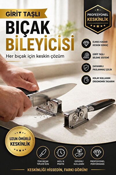 Funny Life Girit Taşlı Bıçak Bileyici Profesyonel 2 Aşamalı Keskinleştirici P...