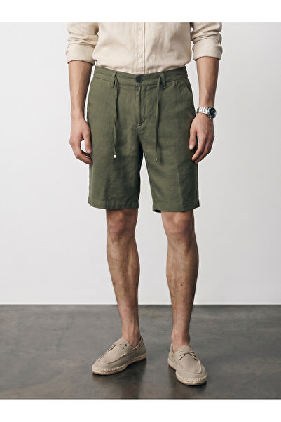 BASEL.CO Άνετο βασικό λινό σορτς με ελαστική μέση