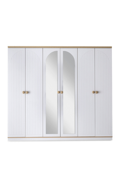 Erz Design Dejavu 6 Kapaklı Modern Aynalı Elbise Gardrop 240cm