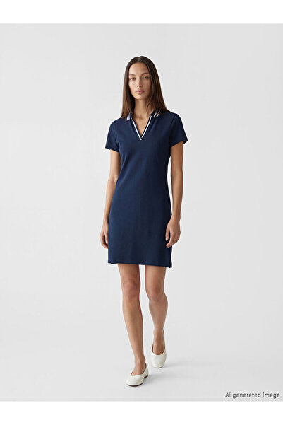 LC Waikiki LCW EVERYDAY Μίνι φόρεμα με γιακά πόλο σε σκούρο μπλε