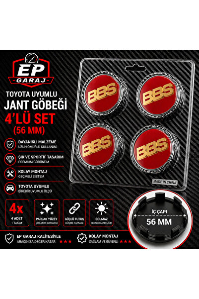 EP GARAJ OTOMOTİV BBS LOGOLU JANT GÖBEĞİ – 4’LÜ SET (56 MM) KIRMIZI