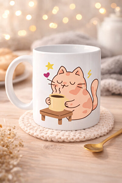 northcity n Porcelain Mug with Cat Drinking Coffee Design - Gift for Cute Cat...