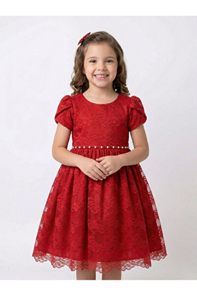 Cortigiani Girls Party Dress with Lace Fabric