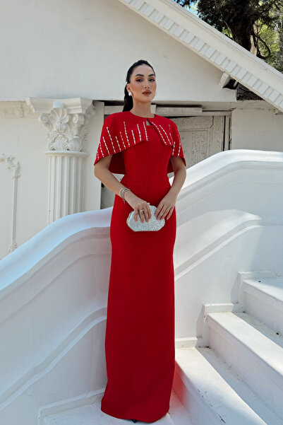 Sindimoda Helin Pelerin Detay Straplez Abiye 1204
