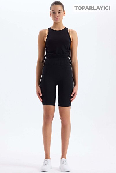 COMEUP Σορτς Ποδηλατικό με Γράψιμο στη Μέση, Μαύρο