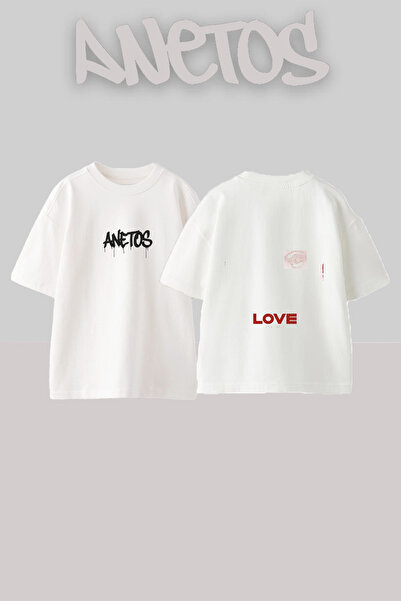 Anetos Μπλουζάκι Love Kylie Design με στάμπα στην πλάτη, βαμβακερό λευκό over...