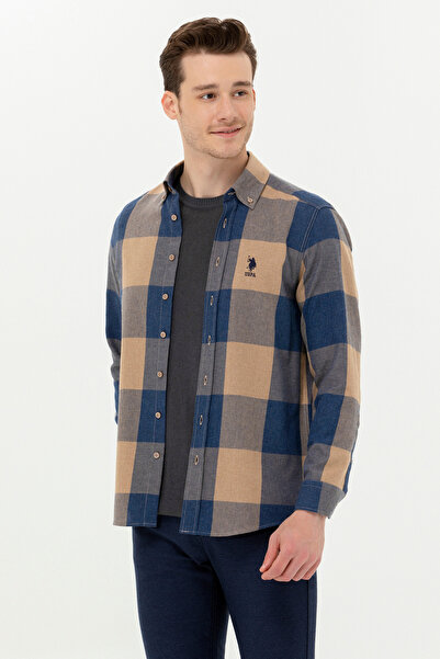 U.S. Polo Assn. Men's Camel Long Sleeve Shirt 50261138-Vr015