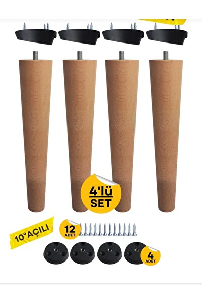 Online Masall AVM 24cm Açılı Ahşap Konik Ayak, Baza Ayağı, Koltuk Ayağı, Tv Ü...
