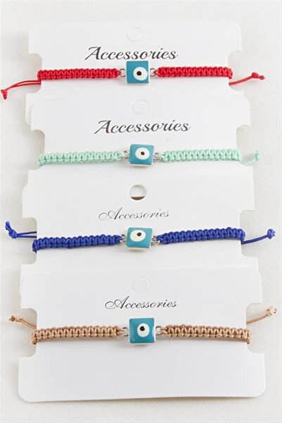 Generic Brand Square Evil Eye Macrame Braided Bracelet - Blue