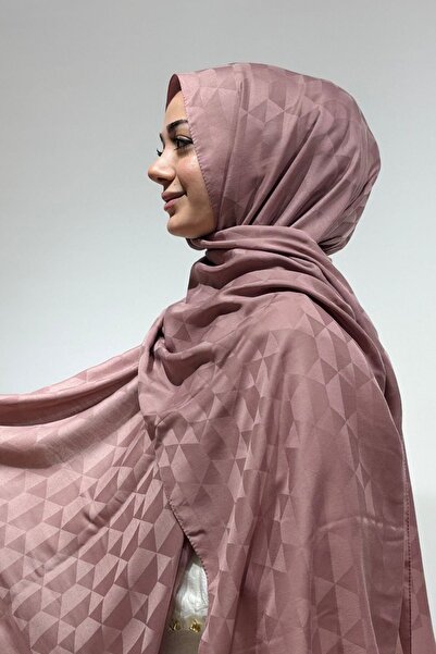 Firuze scarf Cotton & Bamboo Powder Color Jacquard Shawl