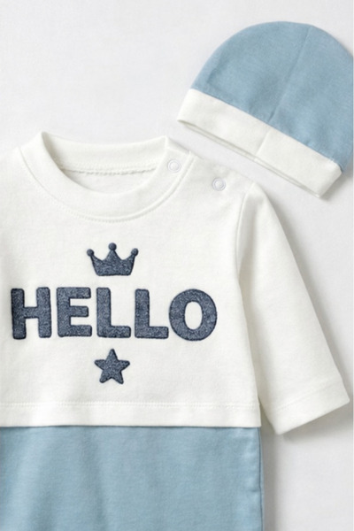 Bamoola 100% Cotton Premium 2-Piece Baby Romper Set (Romper + Hat)