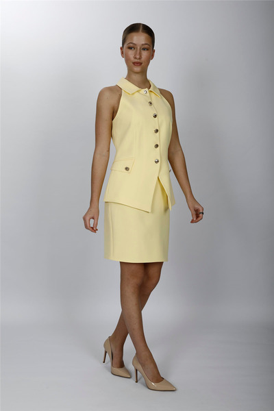 ÖNDER ÖZSOY Shirt Collar Model Vest Set 1535502-Yellow - 1535502