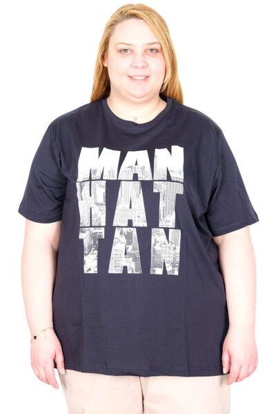 ModeXL Tricou pentru femei Mode XL True Plus Size, cu guler în V, Manhattan U...