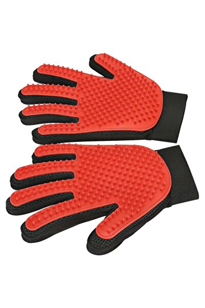 E-ANAMAG Animal Brushing Gloves, Silicone, Adjustable, Red