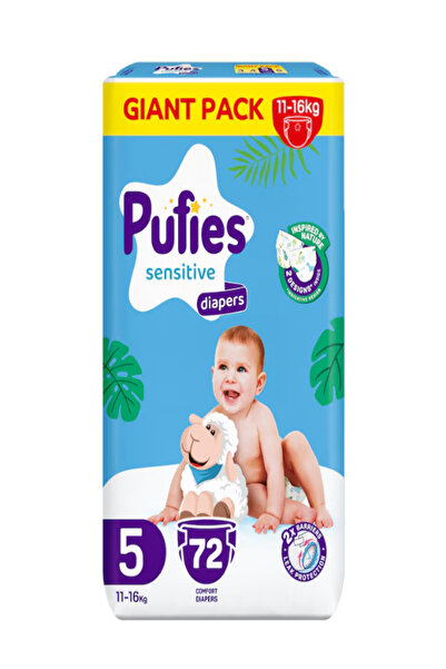 Pufies Scutece Μόδα & Φύση, Marimea 5, 11-16 κιλά, 72 τεμάχια, Γιγάντια Συσκε...