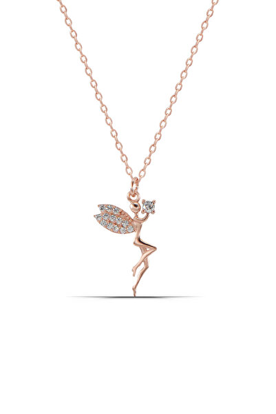 Parmas Design Peri Tasarımlı Zirkon Taşlı 925 Ayar Gümüş Kadın Rose Kolye 010...
